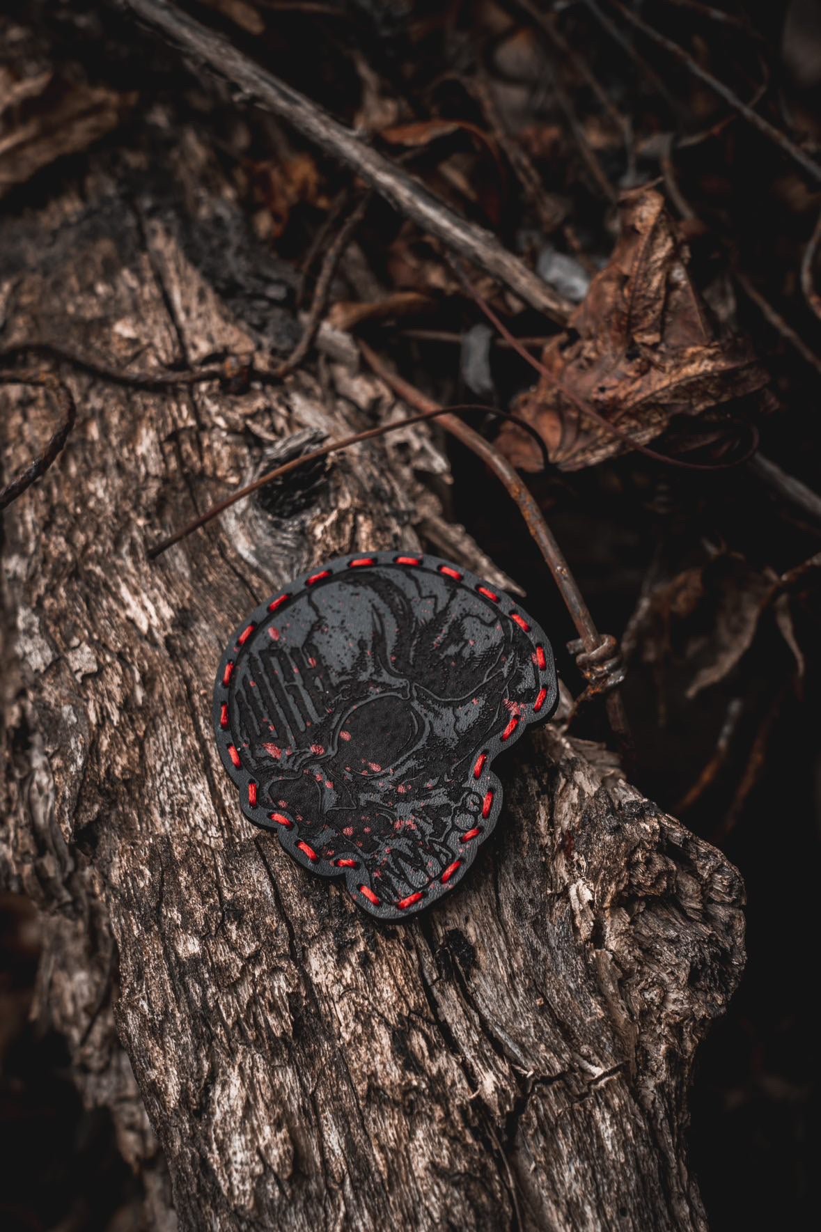 WE GO HOME LEATHER SKULL PATCH