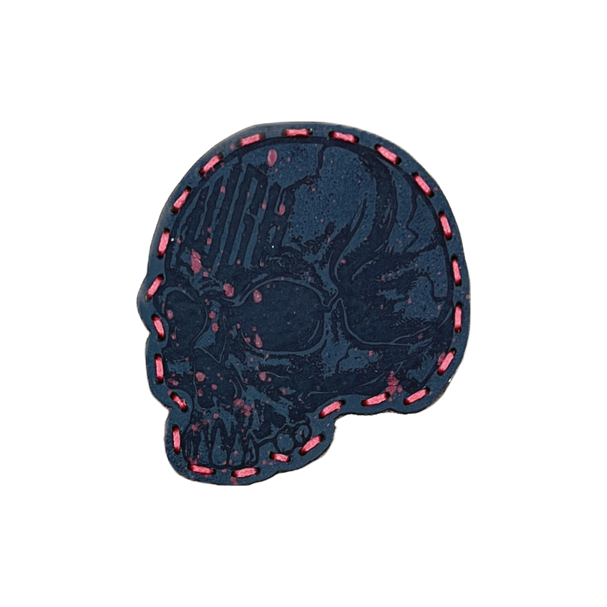 WE GO HOME LEATHER SKULL PATCH