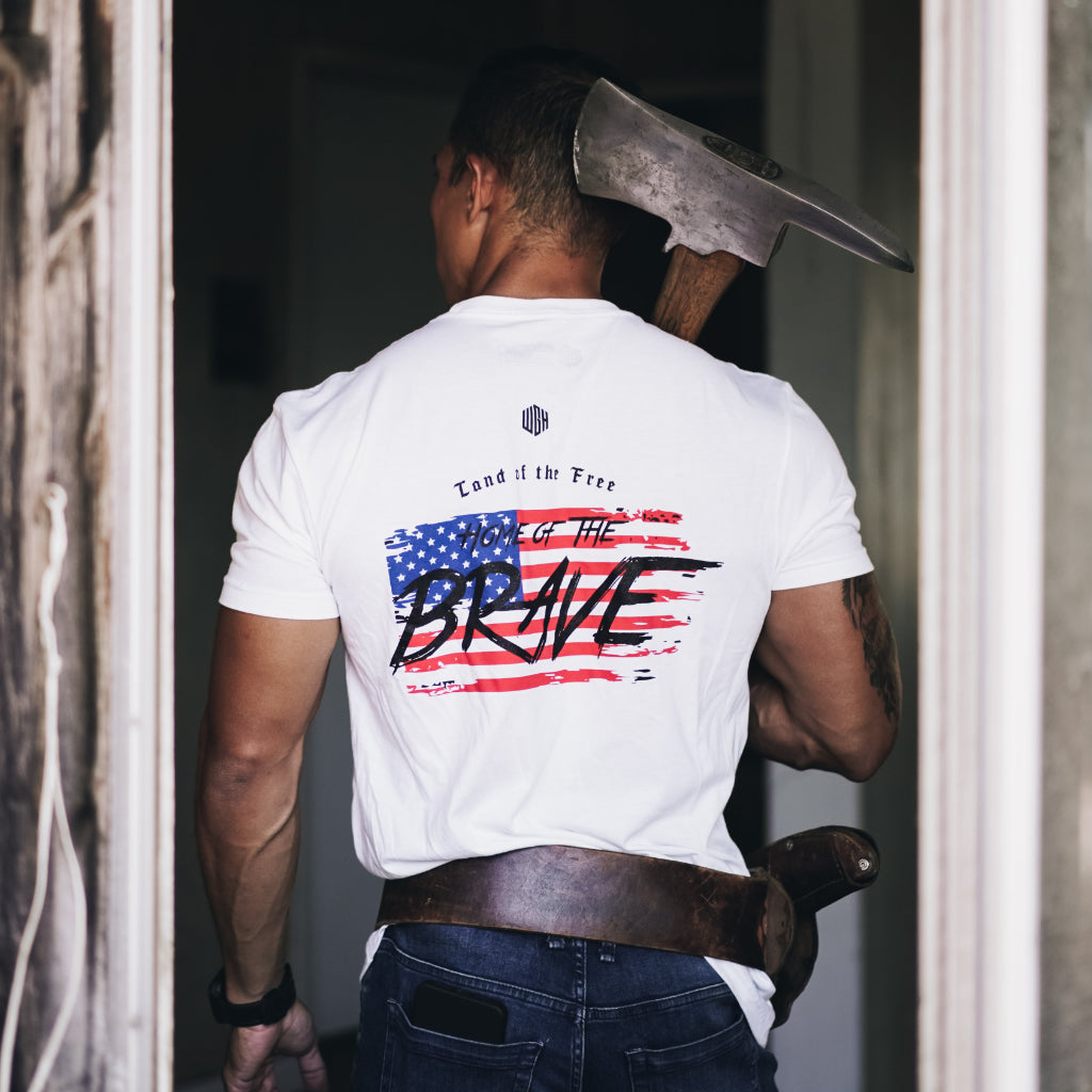 Land of the free, home of the brave Tee-White/Red