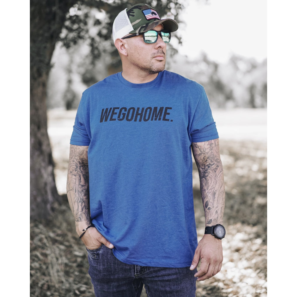 WE GO HOME SEND ME T-SHIRT - BLACK/ ROYAL BLUE