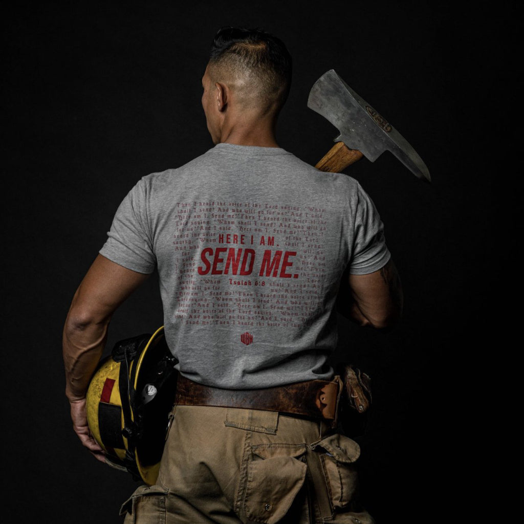 WE GO HOME SEND ME T-SHIRT - RED/ GREY