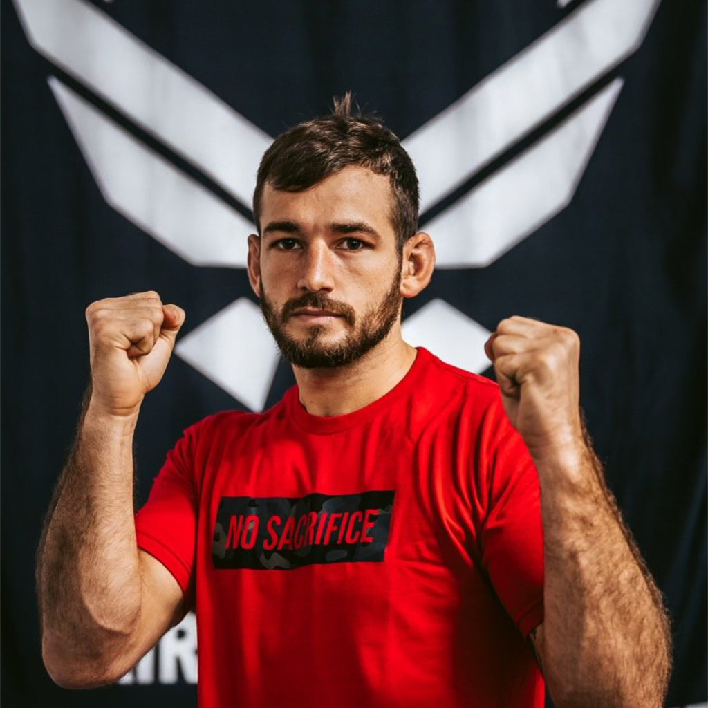 NO SACRIFICE, NO VICTORY T-SHIRT - RED & MULTICAM